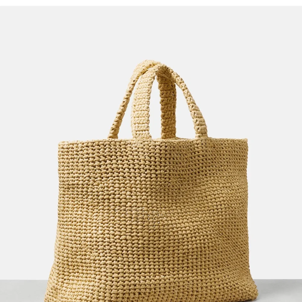 Prada Milano Raffia Tote Bag Large Logo Beige Black – Full Set NEW